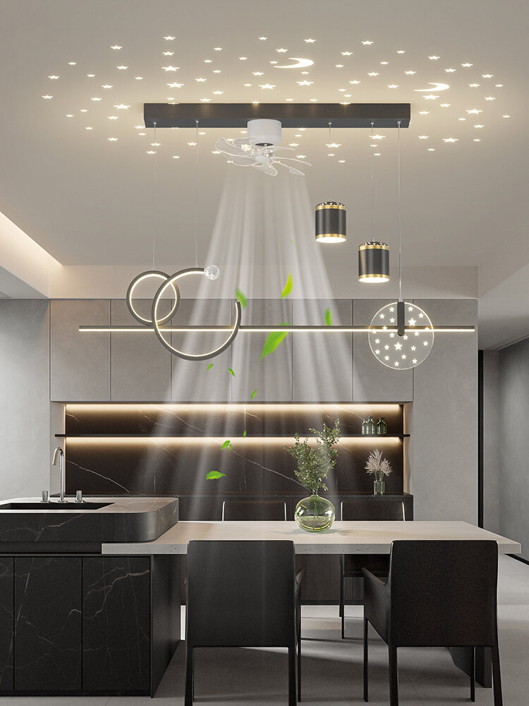 AOSIBANGE | Modern Simple Table Bar Eye-Protection Smart Creative Geometric Ceiling Fan Light ราคา 3,244 บาท*ส่งฟรี