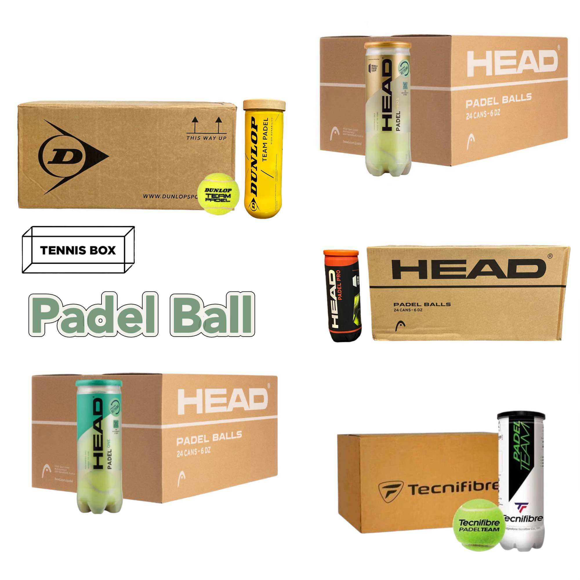Padel Balls Box of 24 cans 72 balls บอล ลูกพาเดล Head Dunlop Tecnifibre ของแท้ พร้อมส่ง ราคา 4,500 บาท*ส่งฟรี