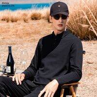 Enjeolon | เสื้อโปโลแขนยาวสีพื้นสำหรับธุรกิจและลำลอง ฤดูใบไม้ผลิและใบไม้ร่วง