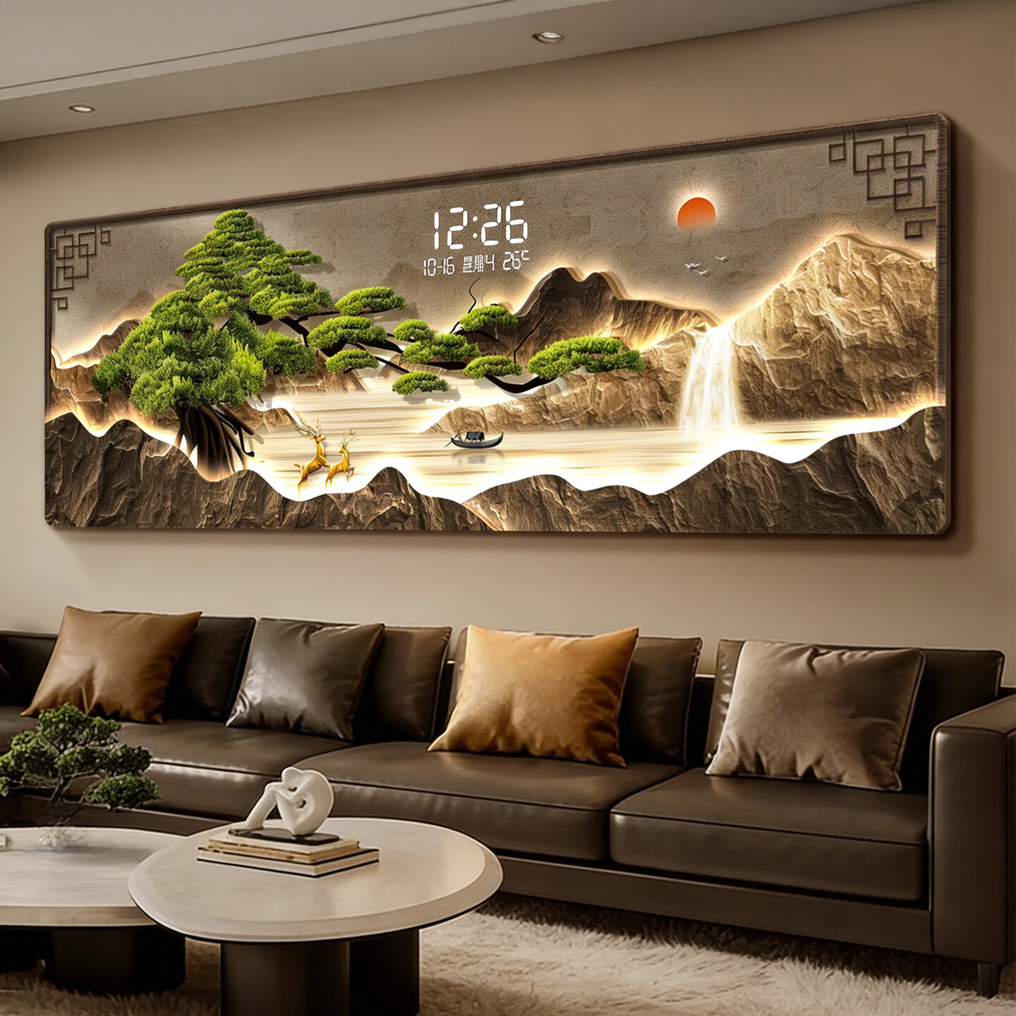 XIANGTUYIN | 3D Traditional Chinese Guest Pine Clock Wall Art ราคา 4,930 บาท*ส่งฟรี