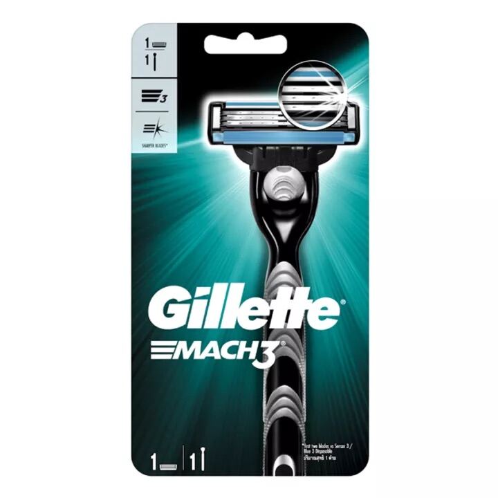 Original Gillette Mach 3 มีดโกนโกนหนวดมีดโกนใบมีดโกนหนวดคู่ขอบเครื่องโกนหนวดเคราโกนหนวด 1 มีดโกน 1 ใบมีด