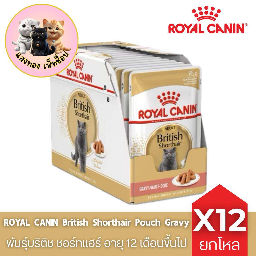 [Whole Box of 12 Packets] Royal Canin British Shorthair Pouch Gravy Royal Canin Wet Food for British Shorthair Breed, Aged 12 Months and Up. ราคา 370 บาท*ส่งฟรี