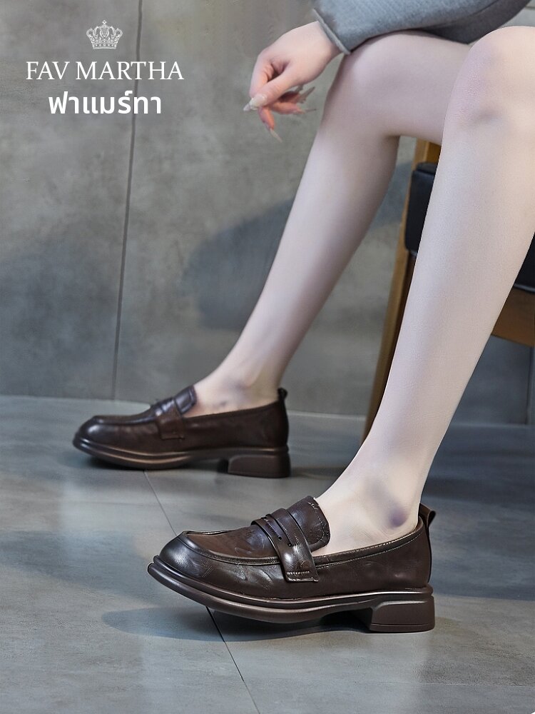 Retro English Style Coarse Heel Loafers Women ราคา 7,968 บาท*ส่งฟรี