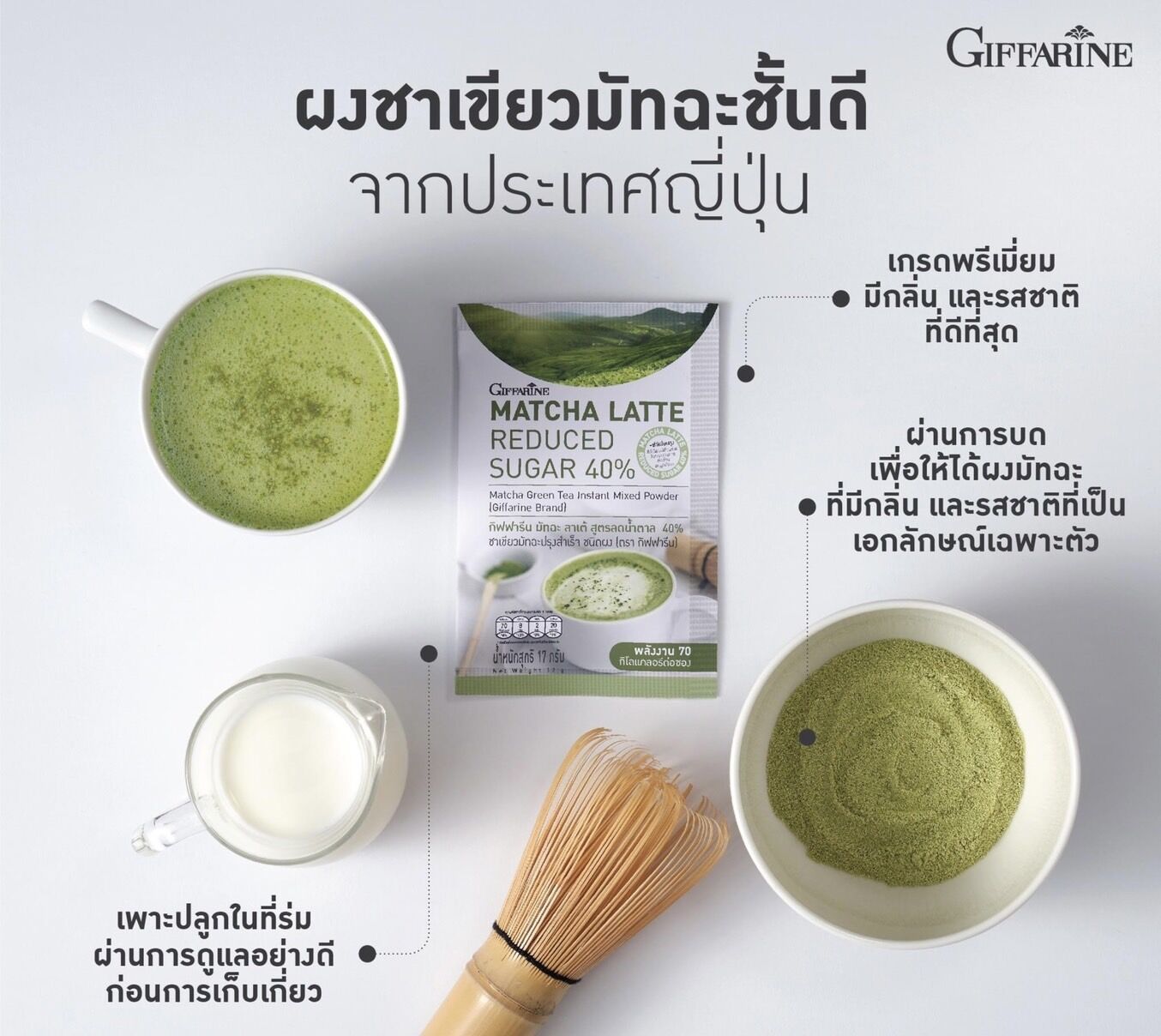 Giffareen Matcha Latte, 40% Less Sugar Formula
