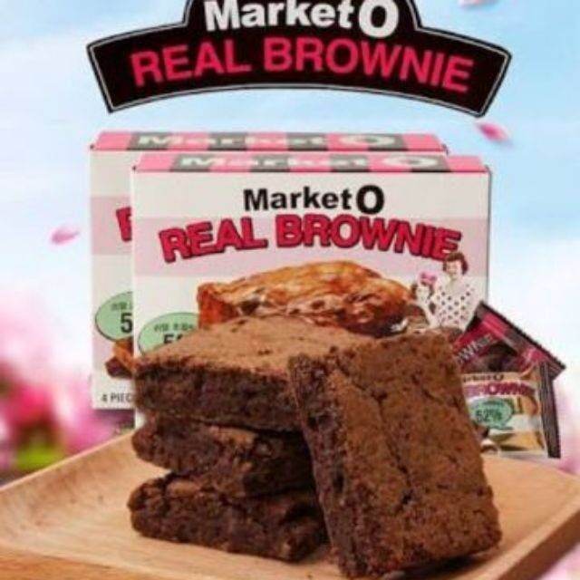 Market O real brownie บราวนี่เข้มข้น มาร์เก็ตโอ 1กล่องมี6ชิ้น