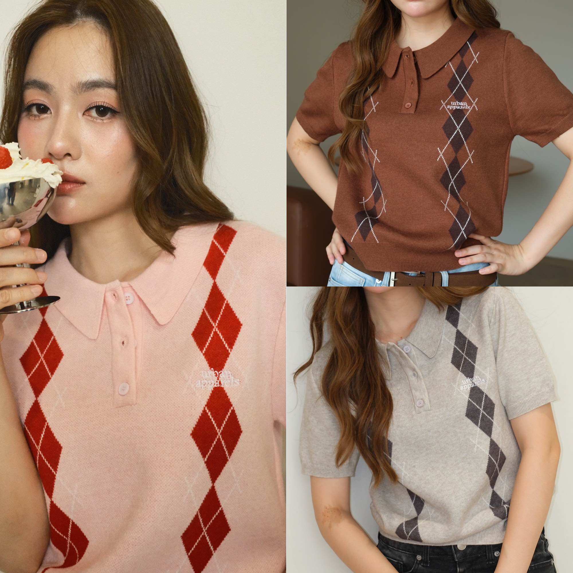 urban apparels | demi knitted polo เสื้อโปโลผ้านิตทรง oversized ผ้านุ่มไม่ต้องรีด ราคา 881 บาท*ส่งฟรี