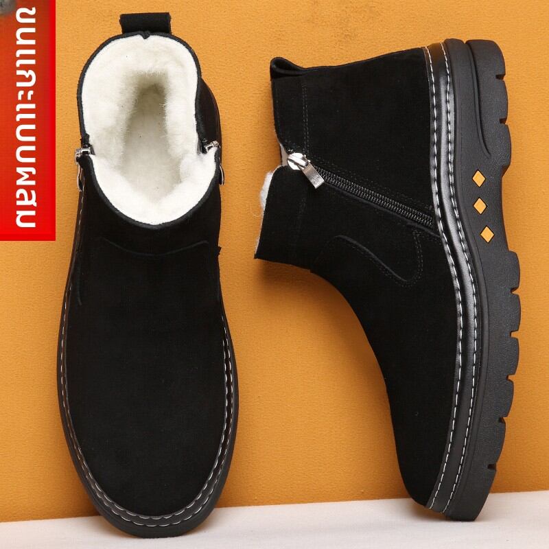 MANPI | Warm Waterproof Wool Leather Snow Boots ราคา 4,359 บาท*ส่งฟรี