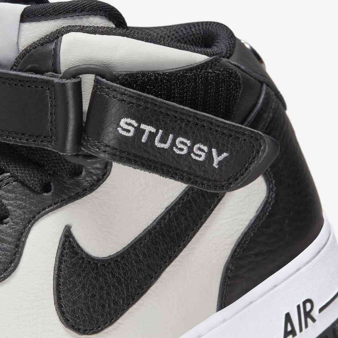 nike air force 1 mid stussy light bone black