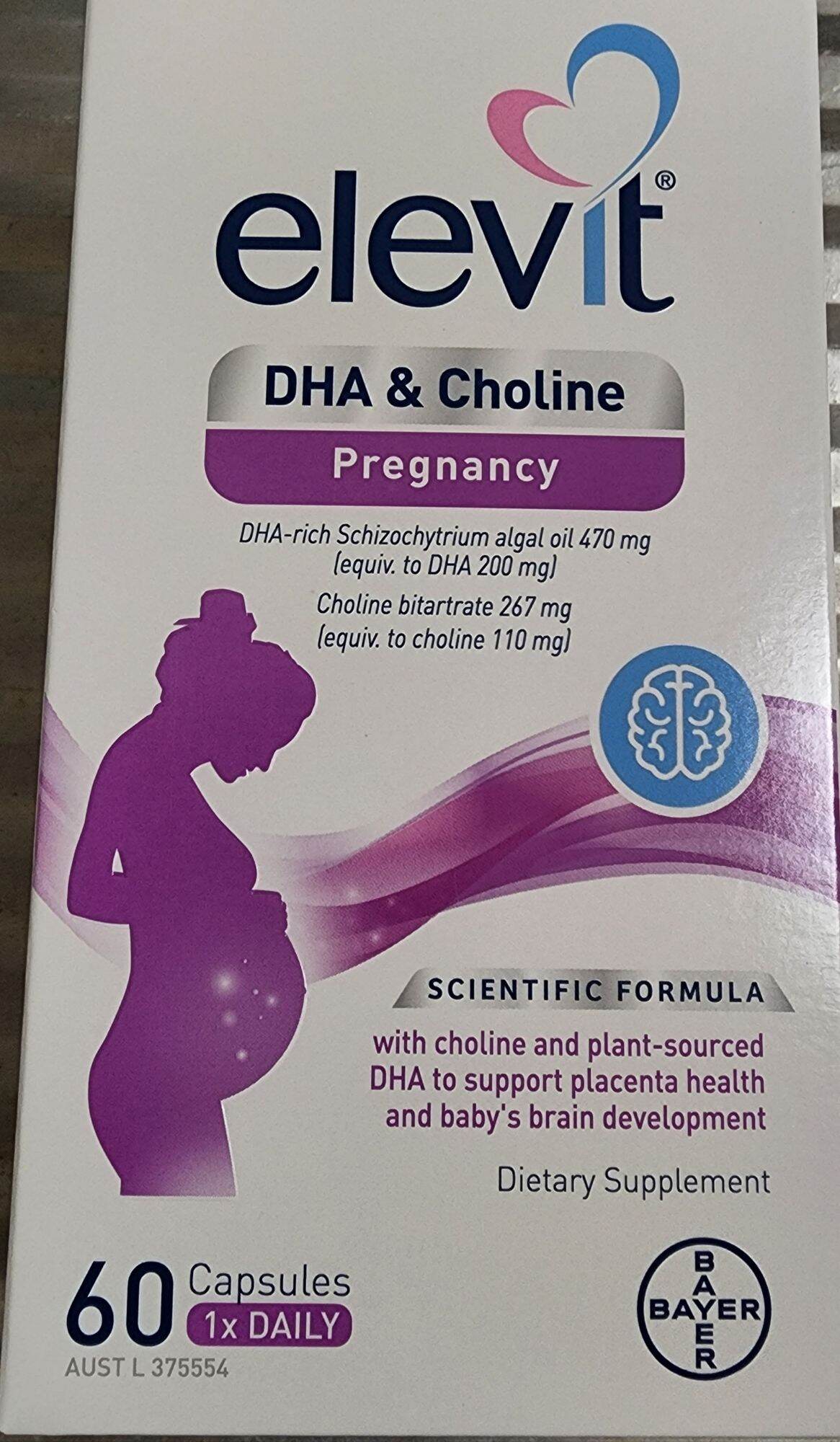 Elevit pregnancy and breastfeeding with DHA+choline 60caps exp 1/2025