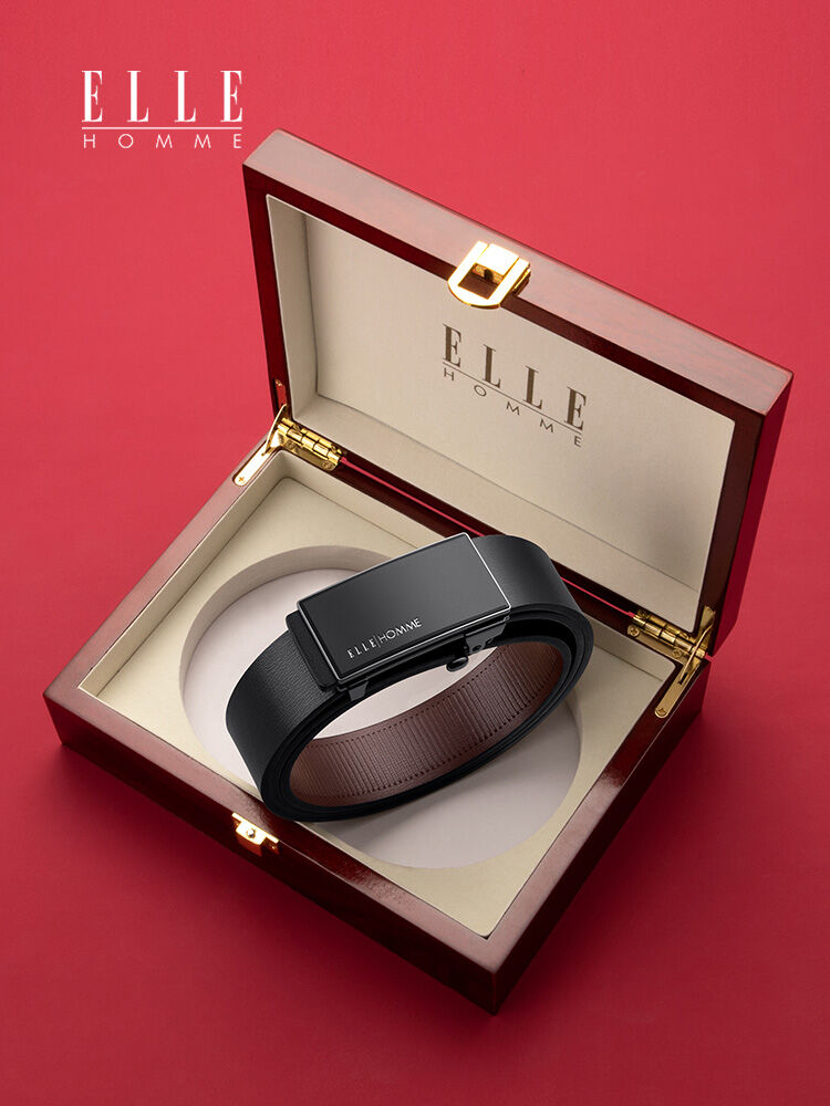 ELLE HOMME | Men's Leather Belt with Automatic Buckle 2025 New Style ราคา 2,412 บาท*ส่งฟรี