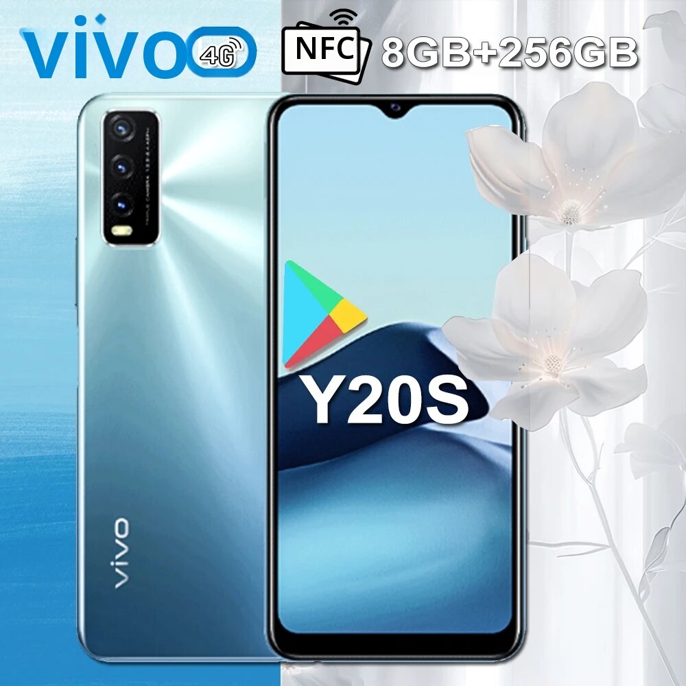 vivo | สมาร์ทโฟน VIVO รุ่น Y20S พร้อม RAM 8GB+256GB, กล้องหลัง 13MP+2MP+2MP สามเลนส์, กล้องหน้า 8MP, รองรับฟังก์ชัน GPS และ NFC ราคา 4,328 บาท*ส่งฟรี