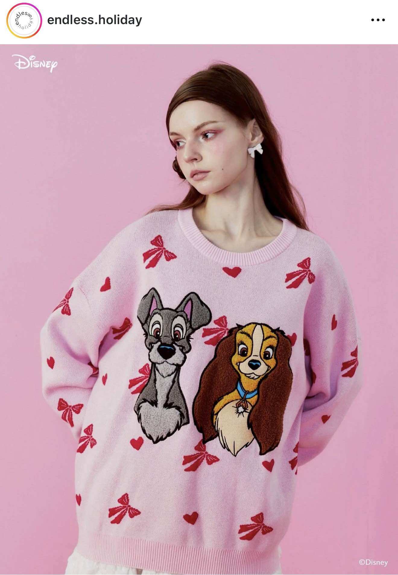 🩷 ❤️ Ready to Send ❤️ 🩷 Endless Brand Sweater ♾️ Holiday X Disney Lady and the Tramp 💗 Beautiful Colors, Cute, New Patterns, Beautiful to Wear. 📸 Take Beautiful Photos ราคา 4,290 บาท*ส่งฟรี