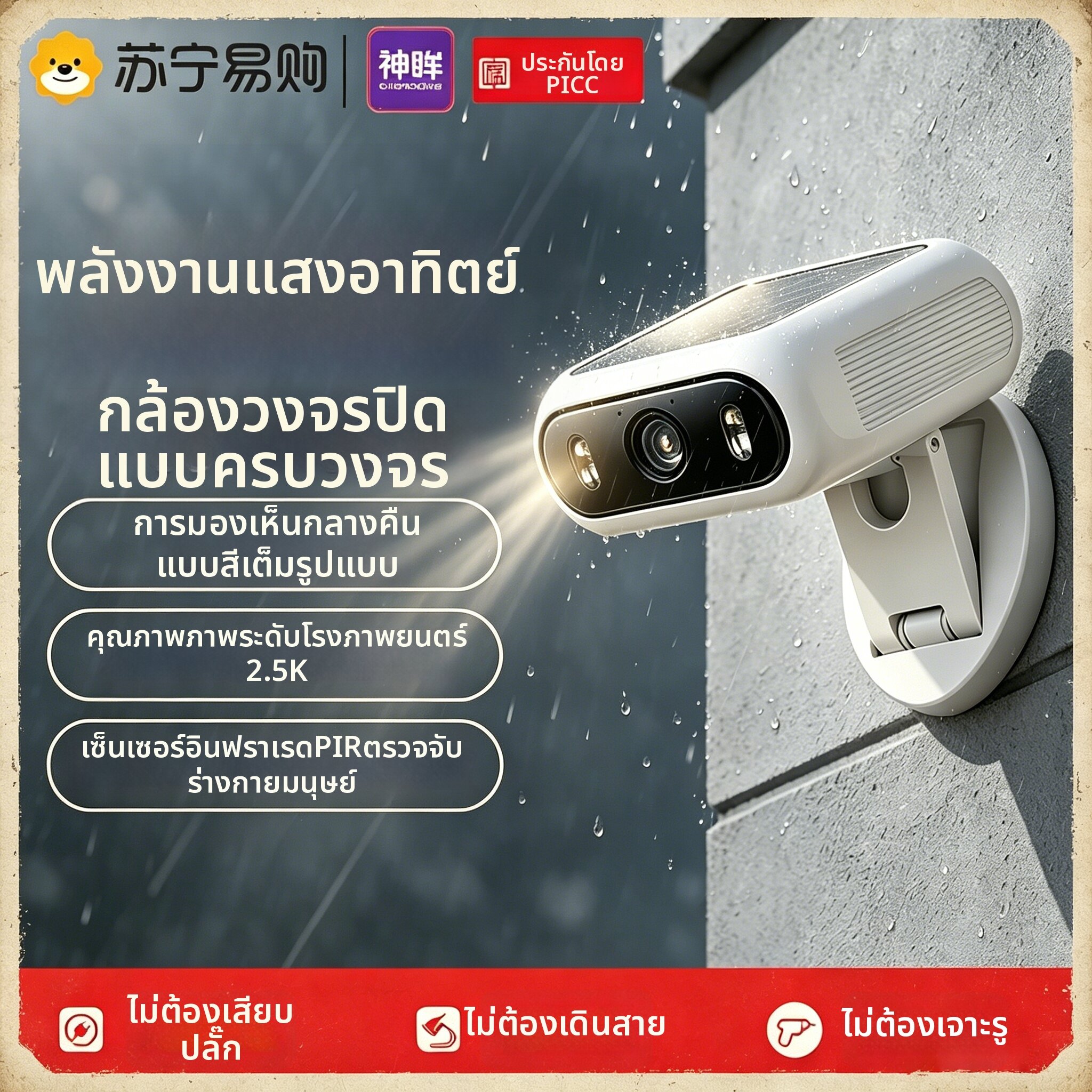 CINMOORE | Outdoor Camera with Person and Vehicle Detection Local Storage Cloud Backup ราคา 5,246 บาท*ส่งฟรี