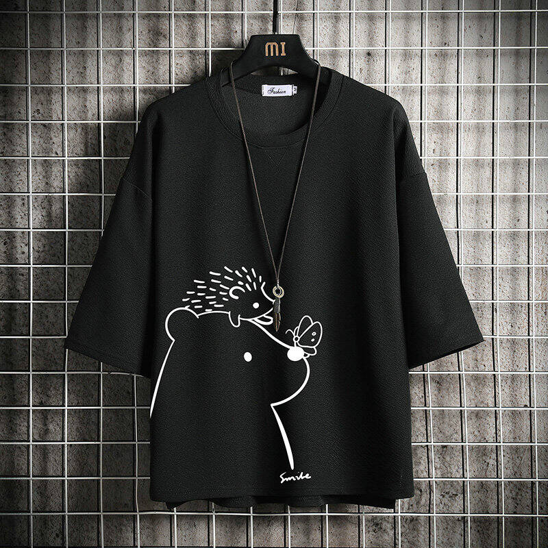 สำหรับฤดูร้อน2021ใหม่สไตล์ฮ่องกงเสื้อยืดแขนยาวปานกลางผู้ชายขนาดใหญ่เสื้อสีขาวนักเรียนแบรนด์ฮิตในแขนสั้นเสื้อยืด