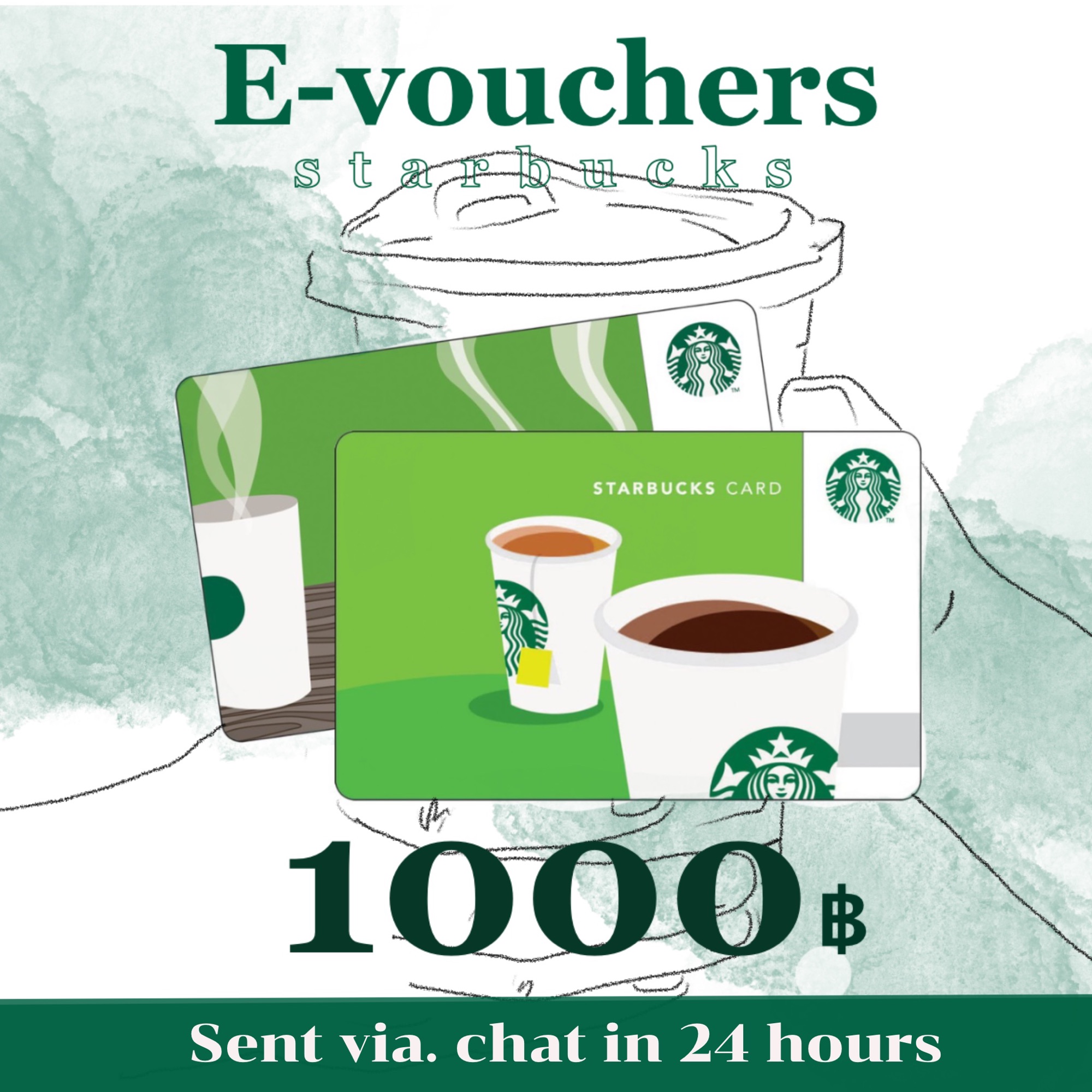 Starbucks Card(E-Voucher)**ส่งโค้ด**บัตรสตาร์บักส์ มูลค่า1000 บาท