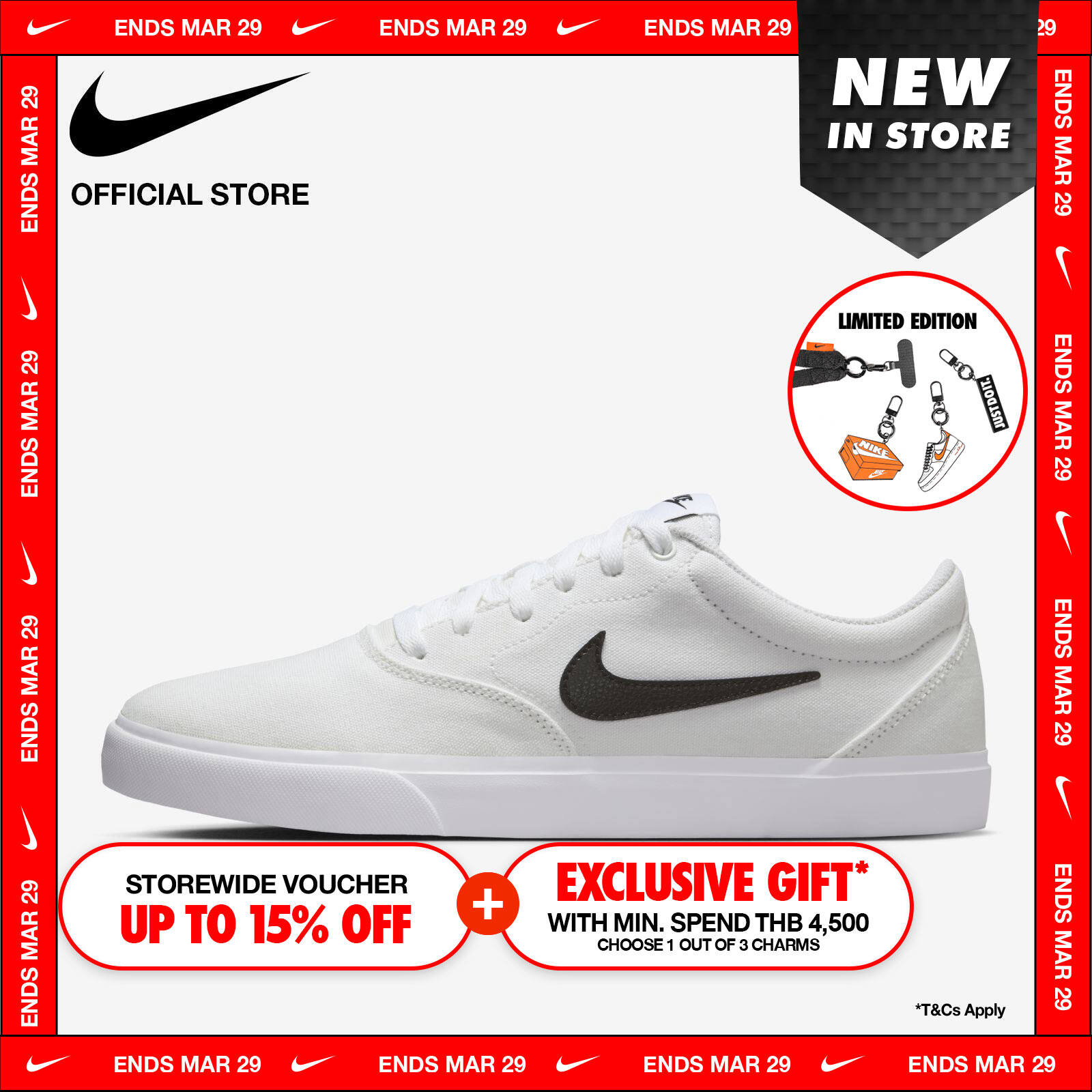 Nike Men's Charge Canvas Shoes - White ราคา 2,100 บาท*ส่งฟรี