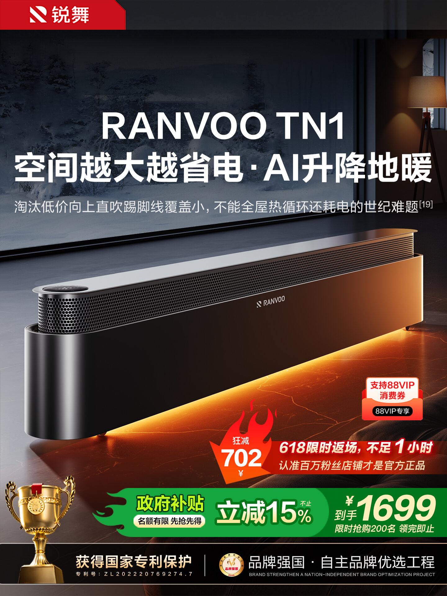 RANVOO | Large Area Heating Space Heater for Home Energy Saving and Efficient ราคา 23,035 บาท*ส่งฟรี