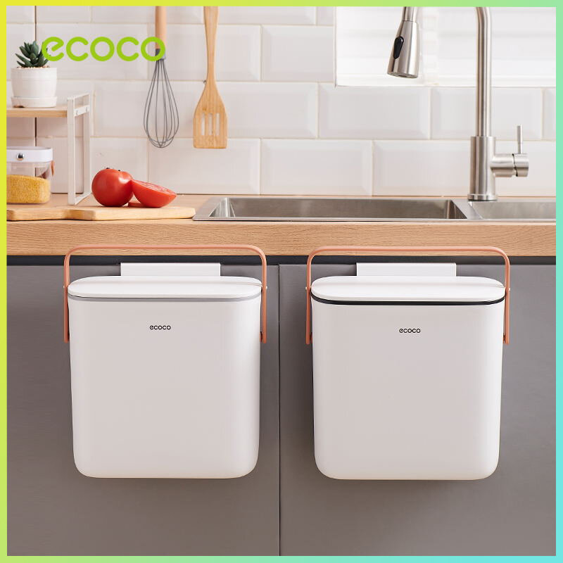 ถังขยะในครัว Ecoco ติดผนังสำหรับใช้ในบ้าน ขนาดใหญ่พร้อมฝาปิด ถังขยะแขวนแบบฝาพับ ราคา 258 บาท*ส่งฟรี