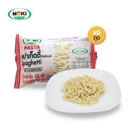 คีโต เส้นโอ๊ต MOKI สปาเก็ตตี้โอ๊ตไฟเบอร์ผสมบุก บุกเพื่อสุขภาพ Oat Fiber Spaghetti with Konjac ขนาด 200 กรัม x 6 ถุง