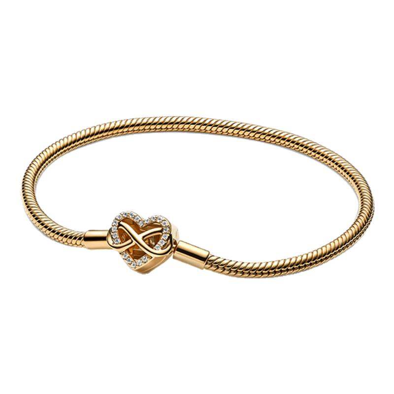 ป้ายยา! Pandora สร้อยข้อมือ Shiny Heart Charms Snake Bone Bracelet ดีไซน์สุดปัง สวมแล้วเสริมลุคเก๋มีระดับ