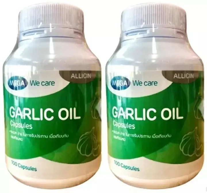 ภาพหน้าปกสินค้าmega we care garlic oil 2 ขวดๆละ 100เม็ด จากร้าน Rosegmail บน Lazada