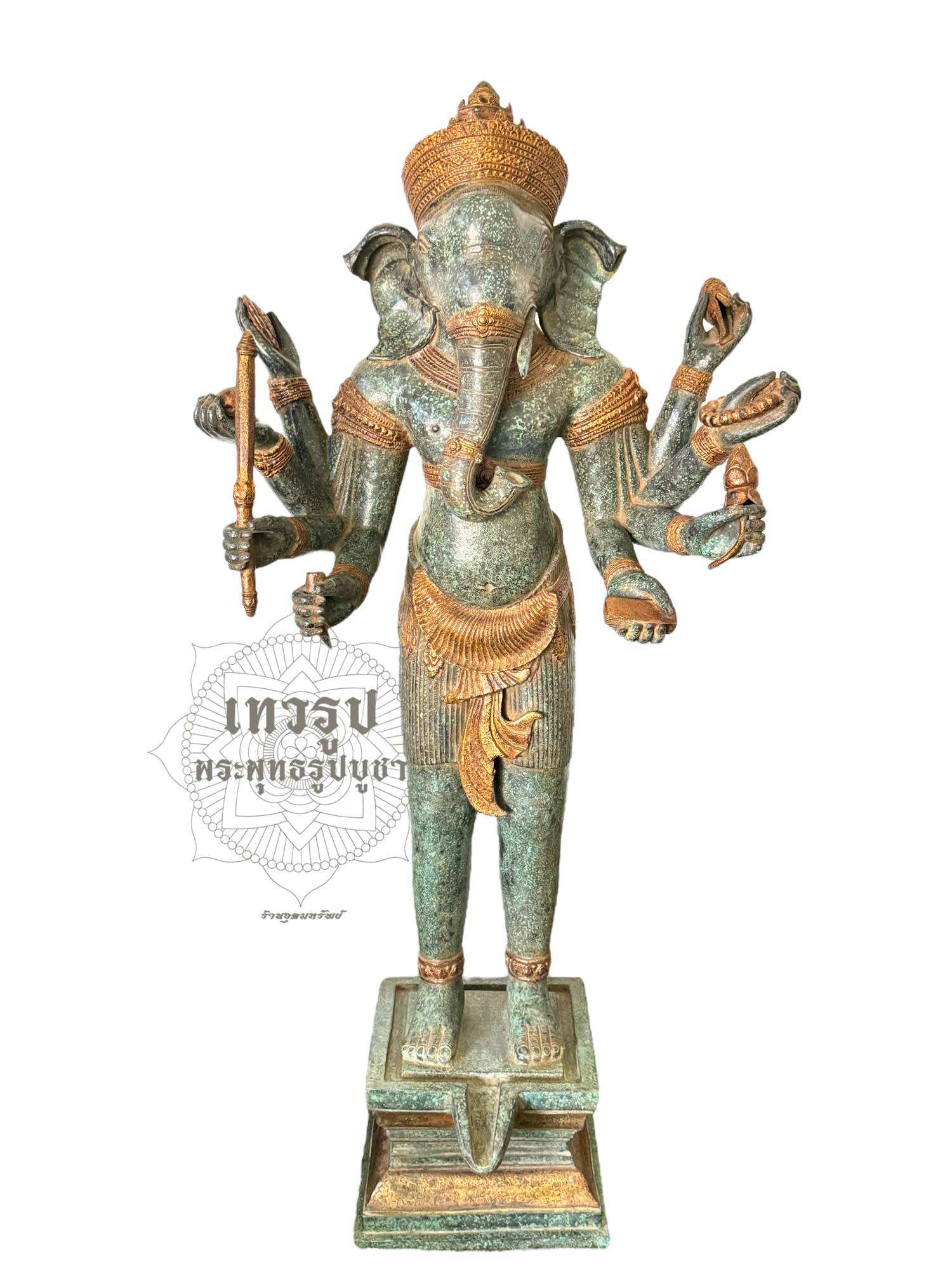 Ganesha Statue Big Size, Large Ganesha Statue in Brass, Khom Art Style, 146cm. ราคา 150,000 บาท*ส่งฟรี