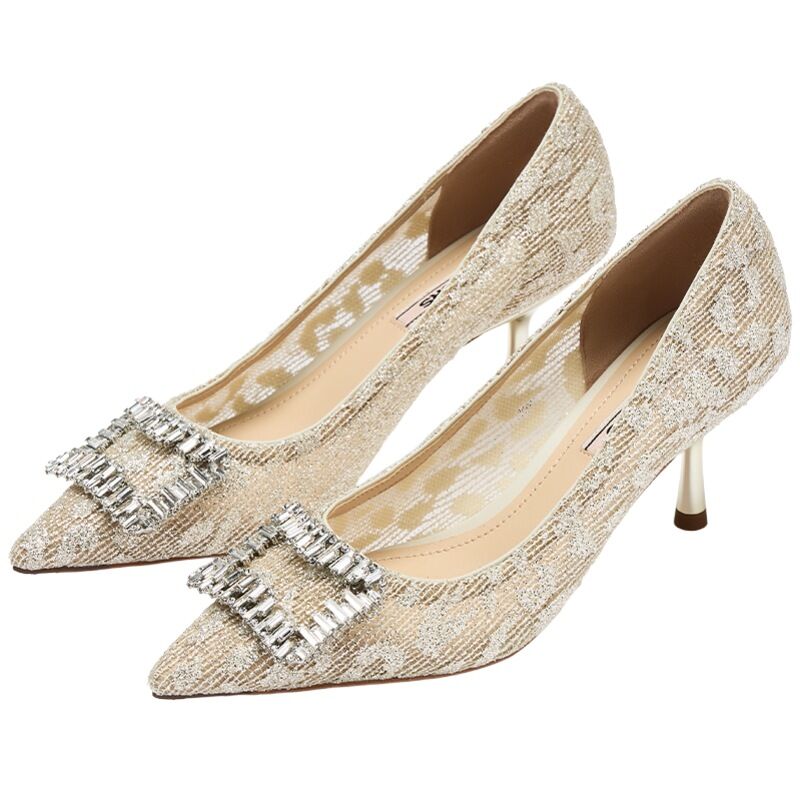73hours | Elegant Pointed Toe Lace Wedding High Heels ราคา 8,809 บาท*ส่งฟรี
