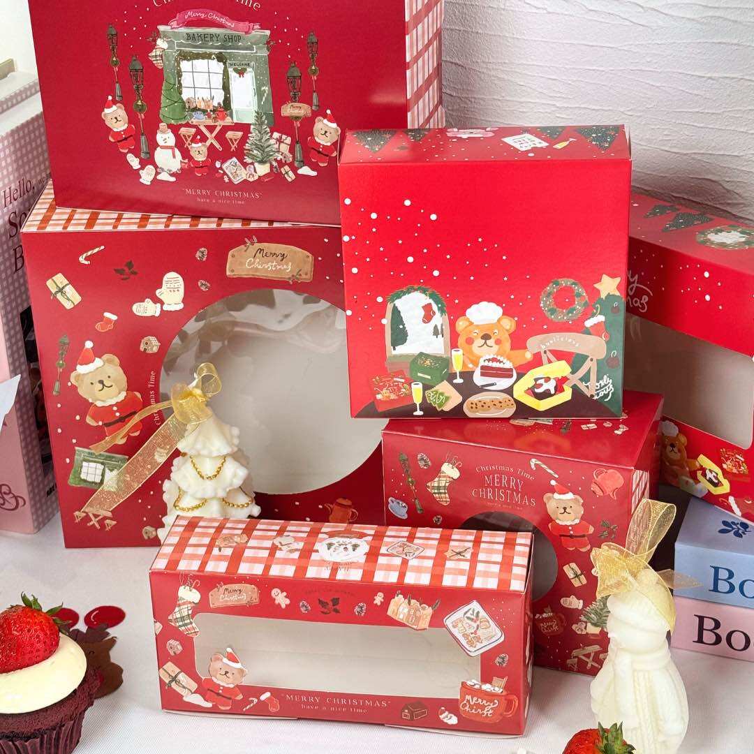 กล่องคริสต์มาส กล่องคุกกี้ (50ใบ/แพ็ค) Size S / M กล่องขนม กล่องเบเกอรี่ Christmas สีสันสวด ลายคมชัด SC08 SC05 SC09 SC20 ราคา 240 บาท*ส่งฟรี