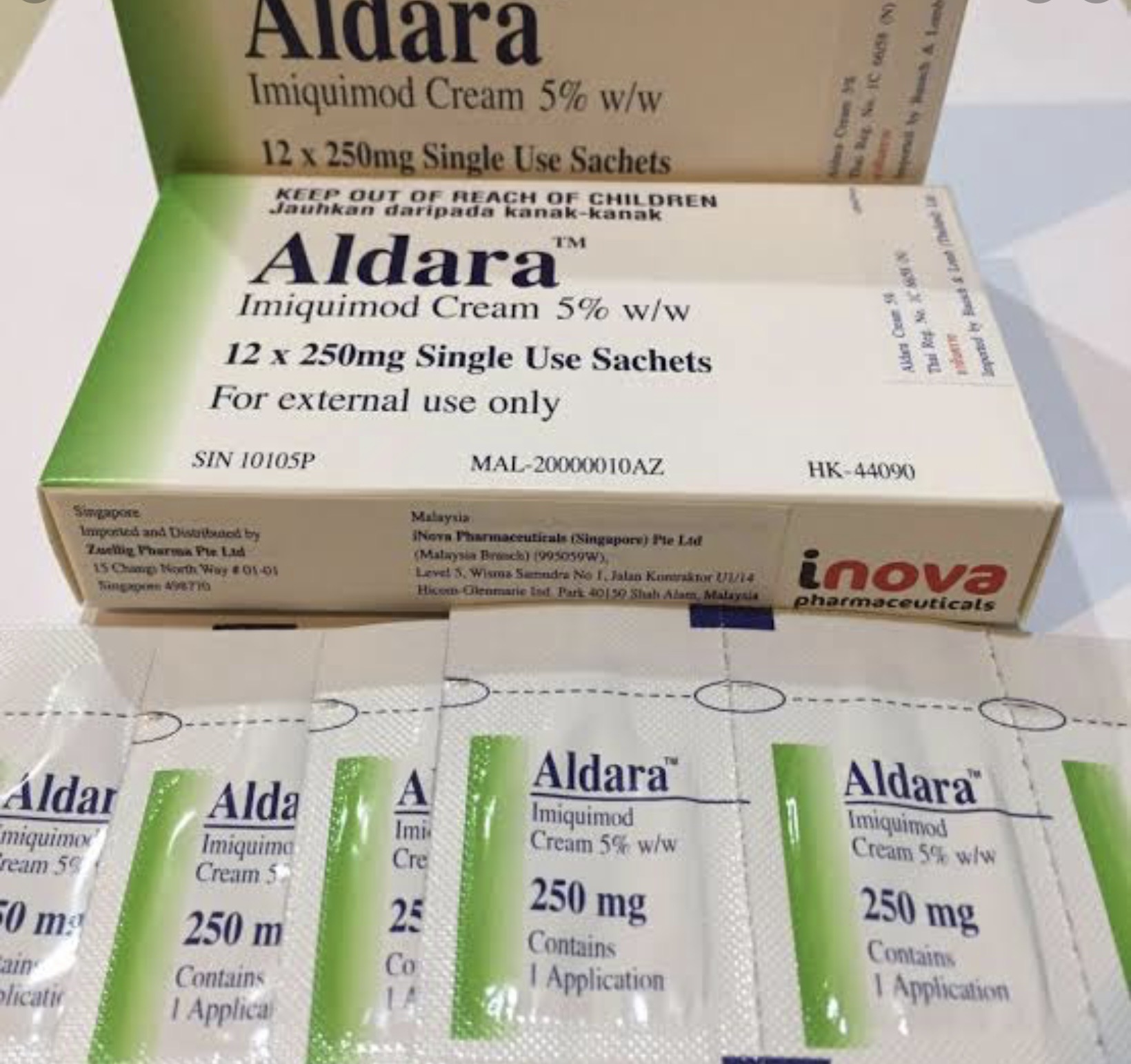 Aldara Cream 5 อัลดารา ครีม 5 ใช้สำหรับป้าย ทาบริเวณหูดหงอนไก่