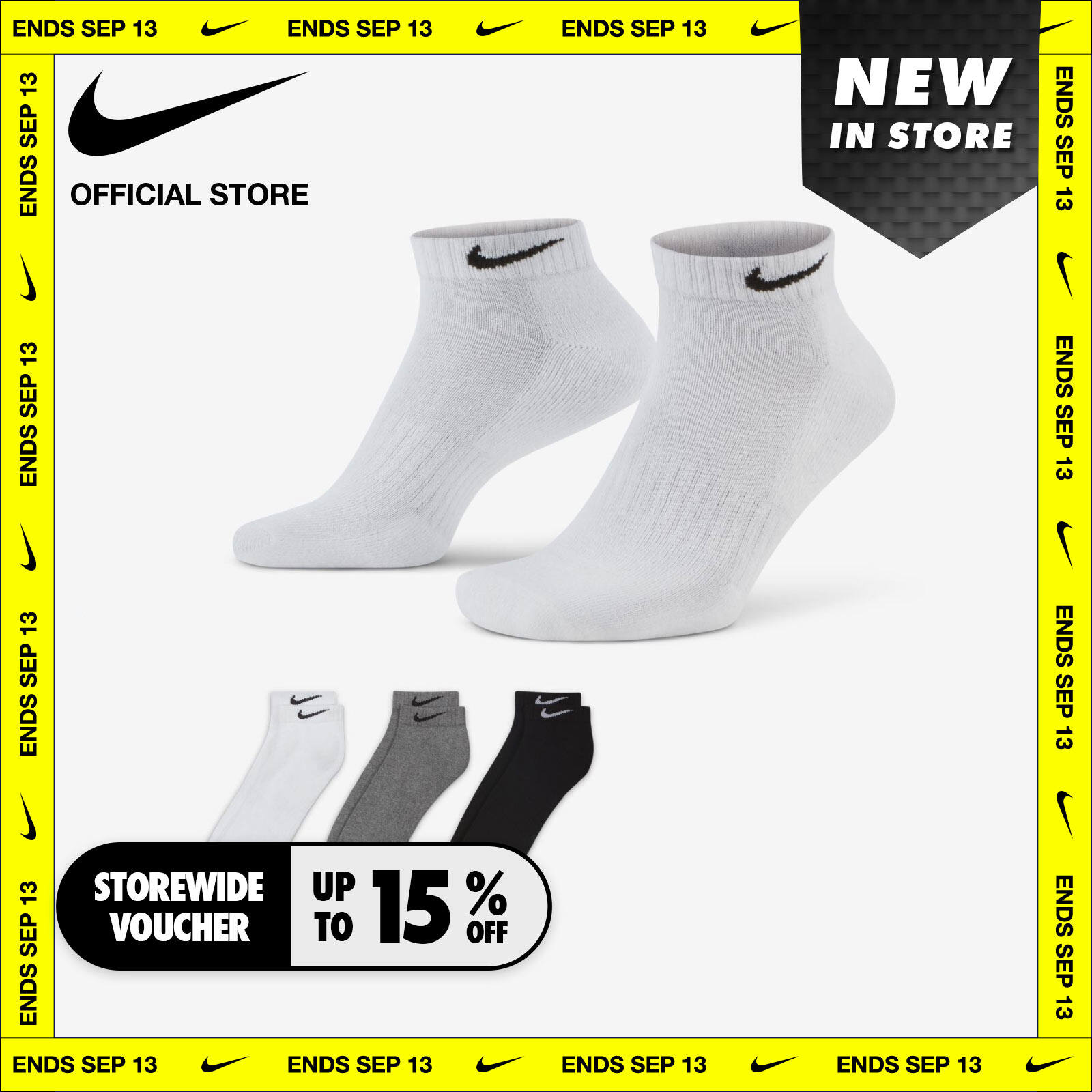 Nike Unisex Everyday Cushioned Training Low Socks (3 Pairs) - Multi-Color ราคา 600 บาท*ส่งฟรี