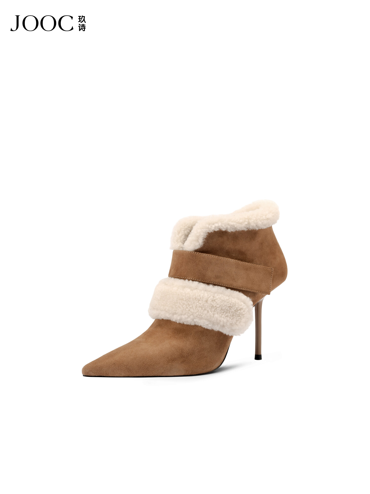 JOOC | Wool Lined Pointed Toe Short Boots with High Heels ราคา 8,616 บาท*ส่งฟรี