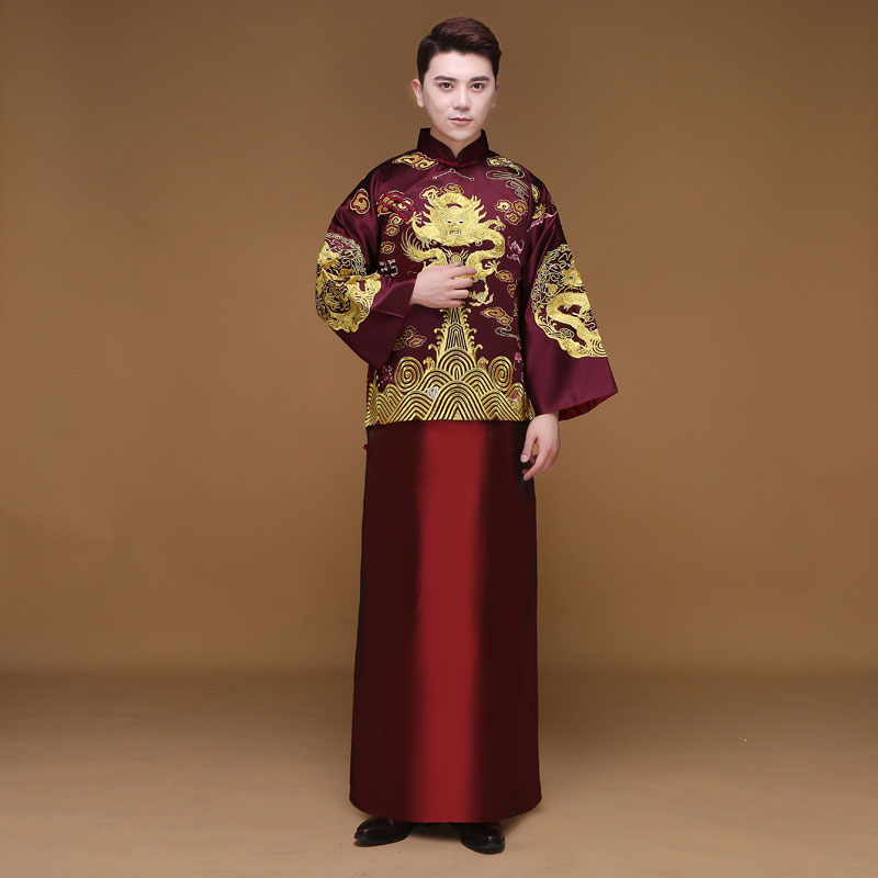 2020ใหม่ชุดปักแบบจีนเสื้อผ้าผู้ชายแนวจีนเจ้าบ่าวแต่งงาน