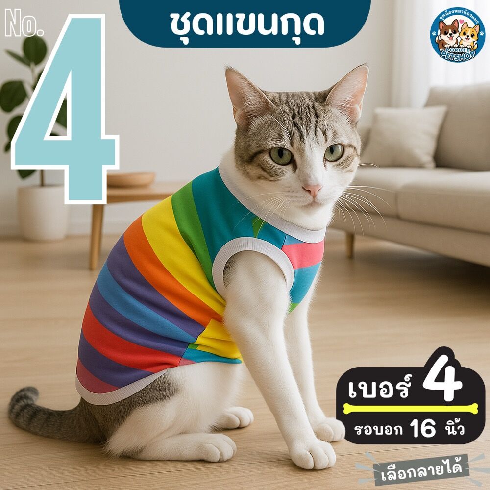 เบอร์ 4 ชุดน้องหมา-แมว รอบอก 16 นิ้ว