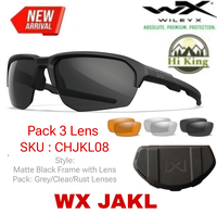 New📌📌 Wiley X รุ่น Jakl ชุด3เลนส์ CHJKL08 แว่นกันแดด ยุทธวิธี กันสะเก็ด Safety เปลี่ยนเลนส์ได้ น้ำหนักเบา ใส่สบาย ของแท้