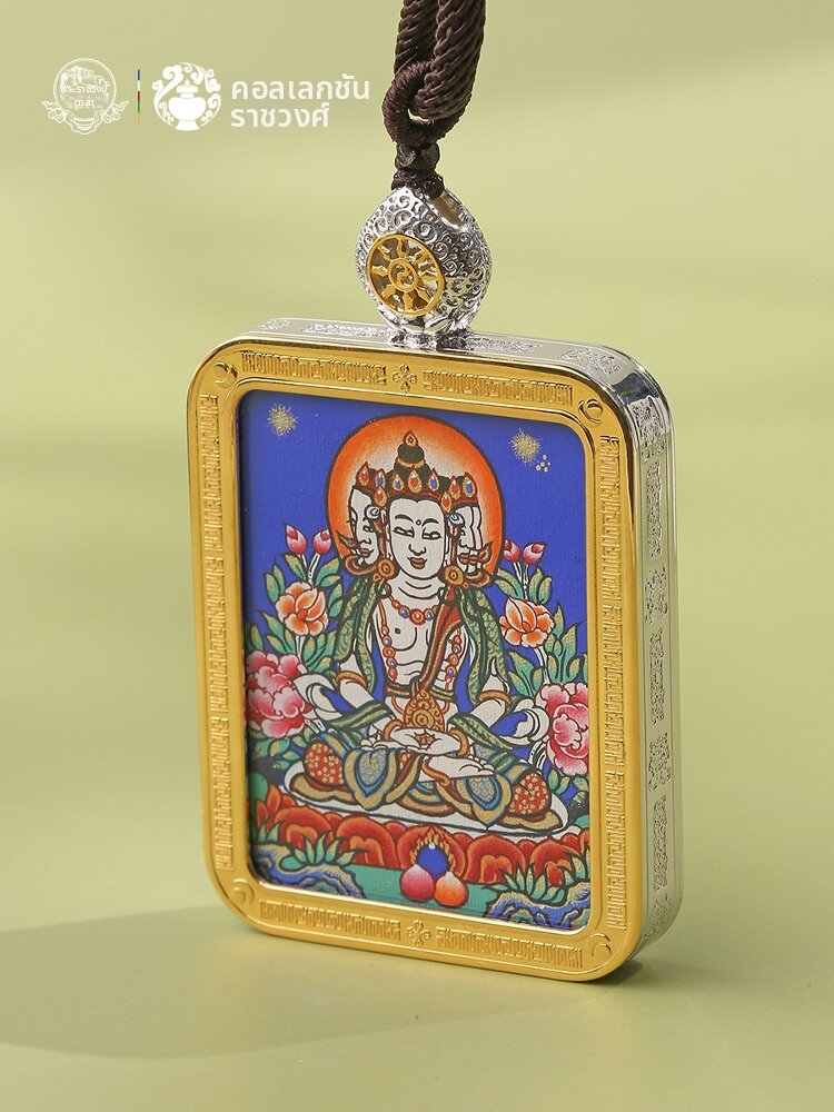 POTALA PALACE | Tibetan Patron Buddha Silver Necklace Hand-painted Thangka Amitabha Pendant ราคา 33,359 บาท*ส่งฟรี