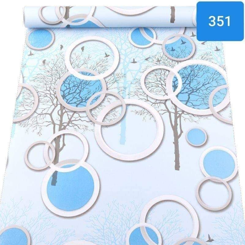 Wallpaper กาวในตัว ส่งฟรี ลายสีฟ้า 3 มิติ สีสวย สดใส เนื้อ PVC กันน้ำ กว้าง 45 ซม. ยาว 10 เมตร #351