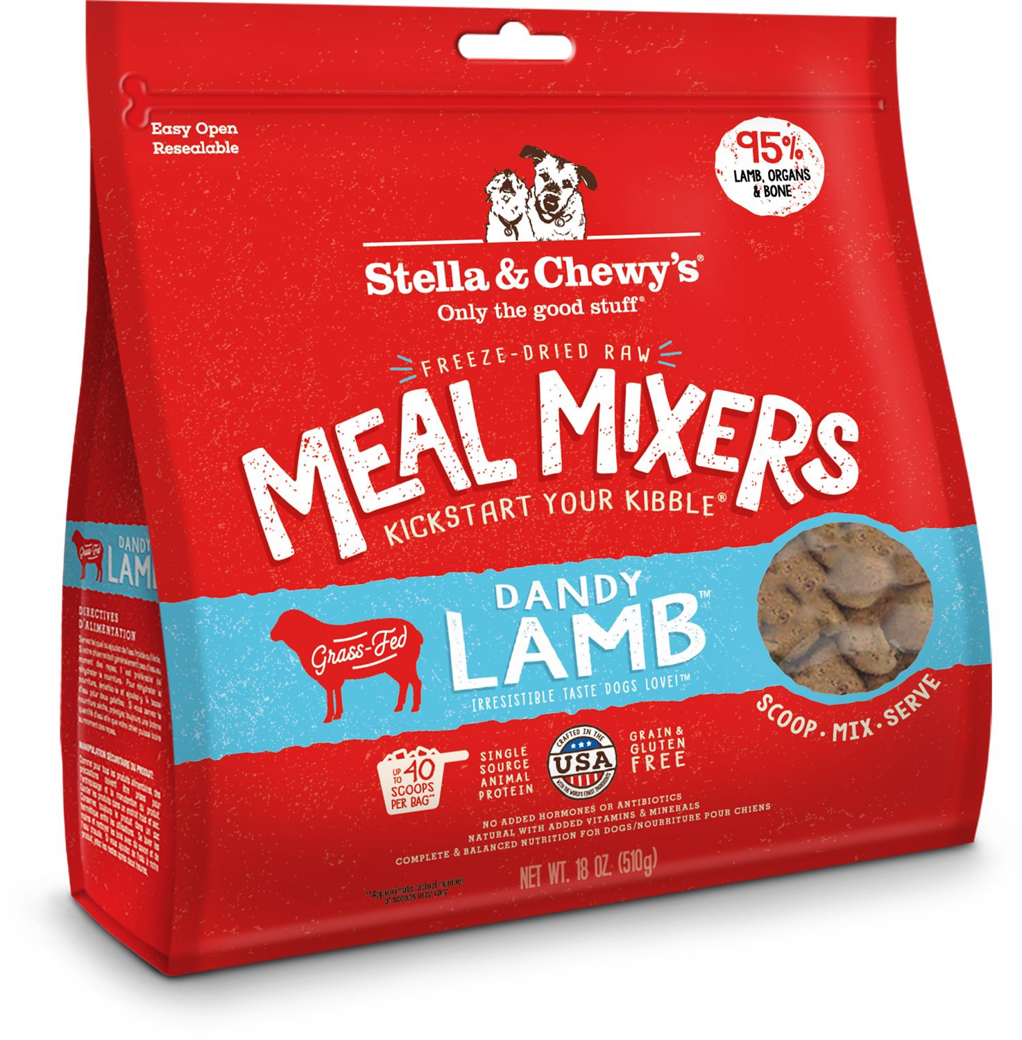 อาหารสุนัข Stella & Chewy’s Dandy Lamb Meal Mixers ทอปปิ้งอาหารสุนัข สูตร แกะ ขนาด 510 g