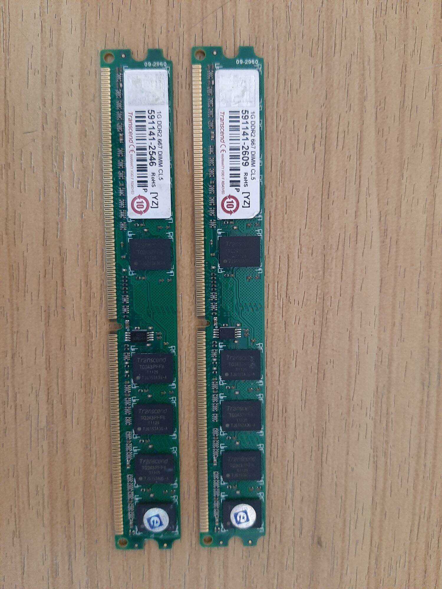 RAM PC DDR2 1GB PC2 5300 บัส 667 MHz 2ตัว ( มือสอง )เทสก่อนส่ง ประกัน30 ...