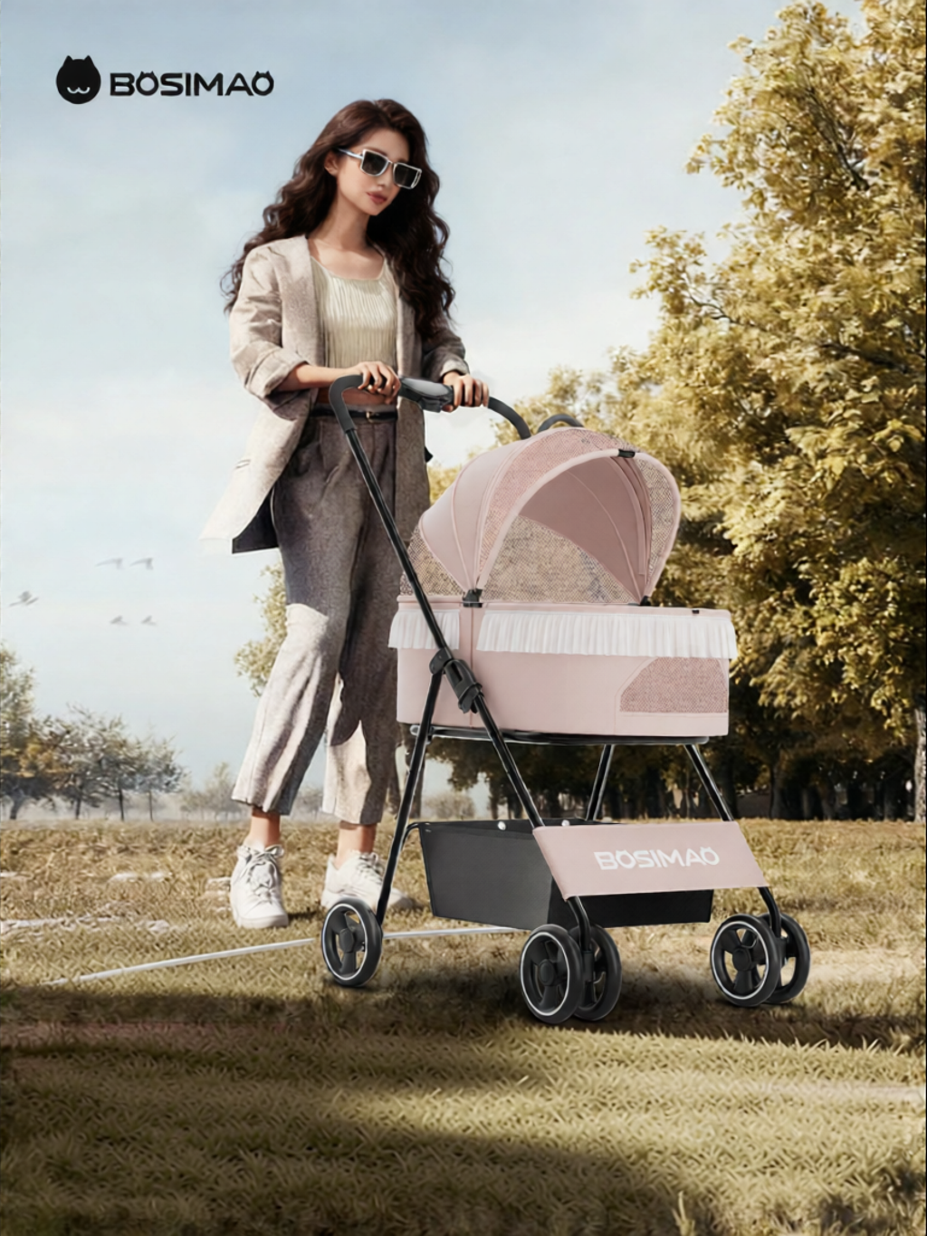 BOSIMAO | Portable Foldable Pet Stroller Small ราคา 4,041 บาท*ส่งฟรี