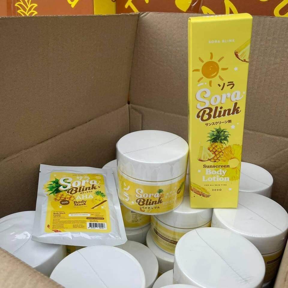 Sora Blink โซร่าบลิ้งค์ ชุดครีมสับปะรด บูสเตอร์ผิวสารสกัดจากผลไม้