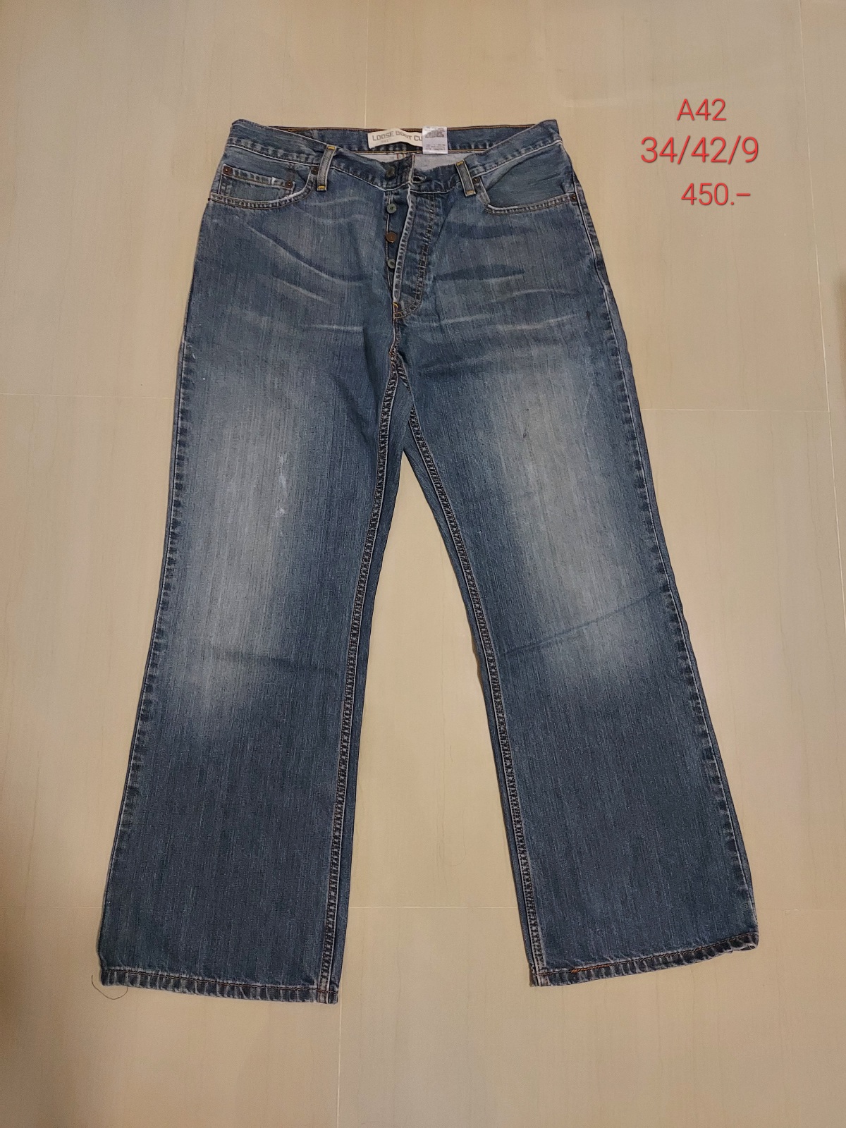 กางเกงยีนส์ลีวายมือ2 Levi's 567 Loose Boot Cut ข้าม้า เอว34/42/9 (A42