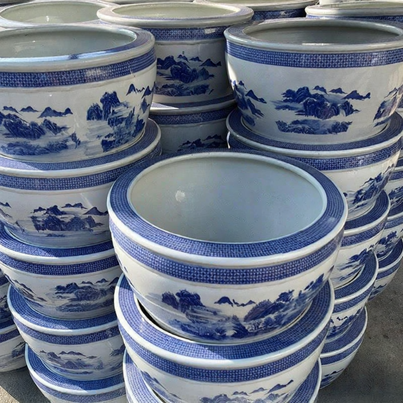 SHANNAIER | Ceramic Lotus & Fish Tank Blue and White ราคา 6,863 บาท*ส่งฟรี