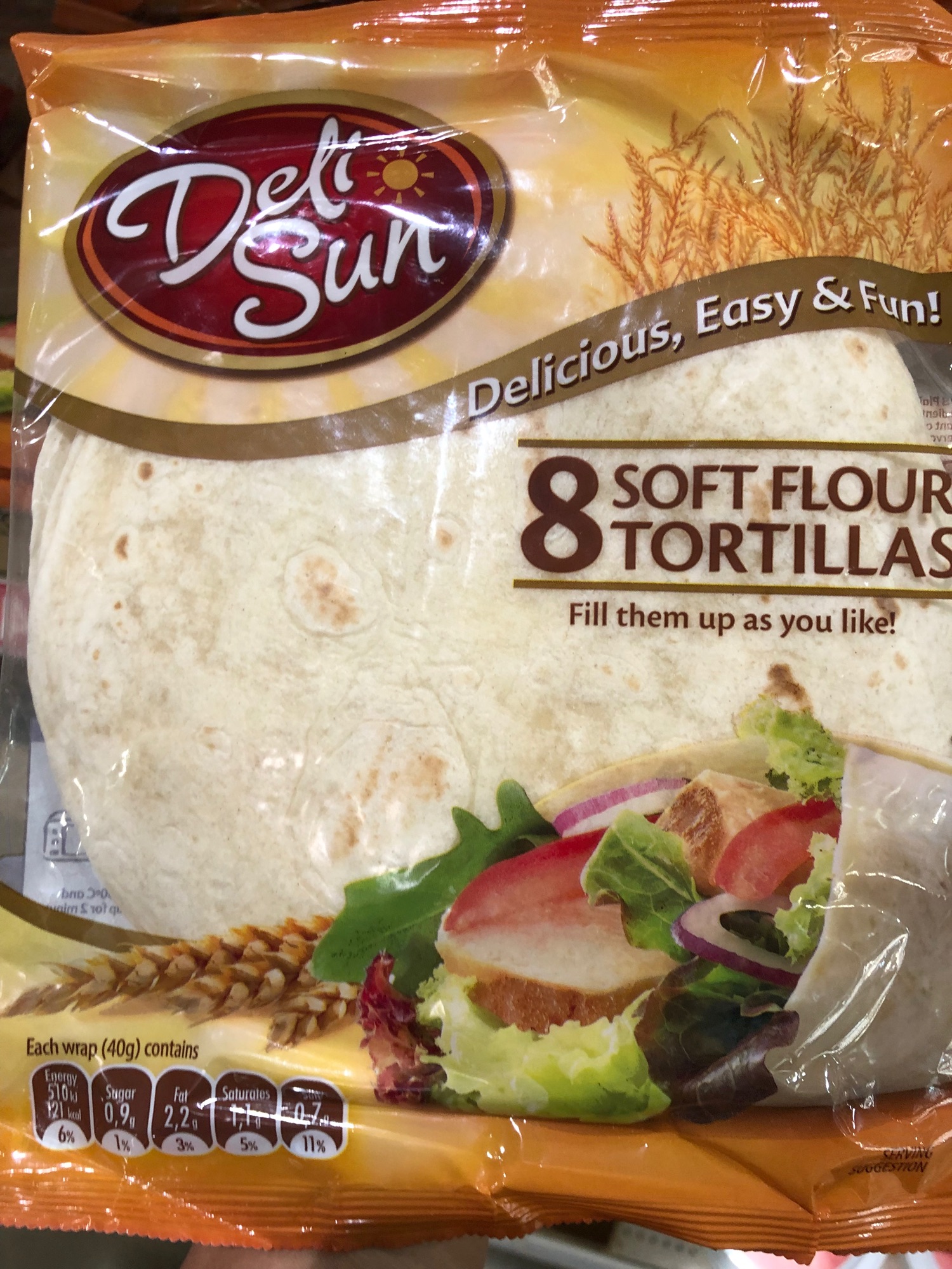 DeliSun Soft Flour Tortillas แผ่นแป้งตอร์ติญ่าดั้งเดิม 8 Wraps