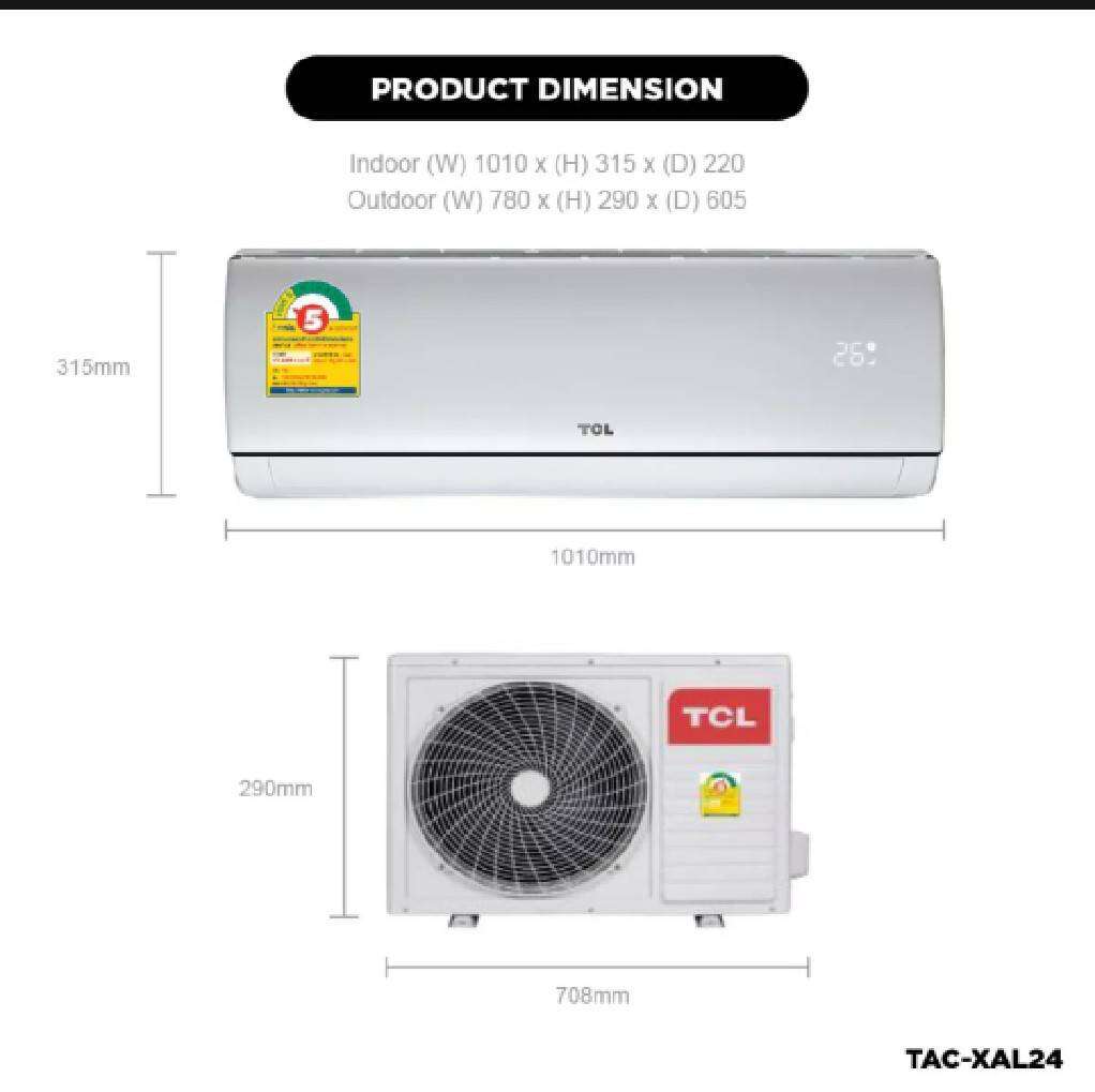 มีสินค้าพร้อมส่ง TCL แอร์ ขนาด 24,130 BTU ระบบ Inverter เครื่องปรับอากาศติดผนังรุ่น TAC-XAL24CH_non-install ไม่รวมค่าติดตั้ง ราคา 14,900 บาท*ส่งฟรี