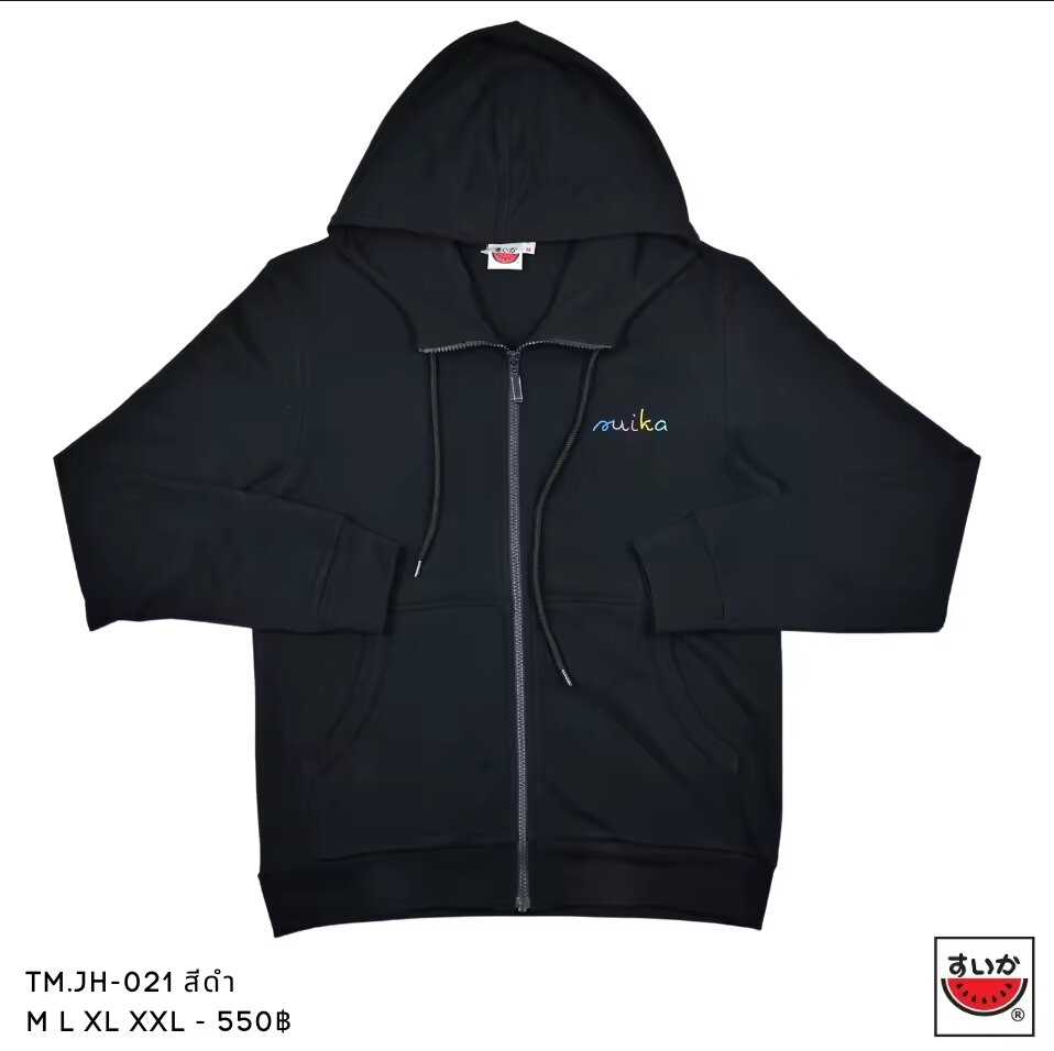 Watermelon Shirt, Hooded Jacket, Logo Printed on the Back of the Watermelon, Embroidered on the Left Chest. Can Be Worn by Both Women and Men. Fabric: French Terry / 100% Cotton Jacket with a Hood Price: 795 Baht Size: M (Chest Circumference 4 ราคา 795 บาท*ส่งฟรี