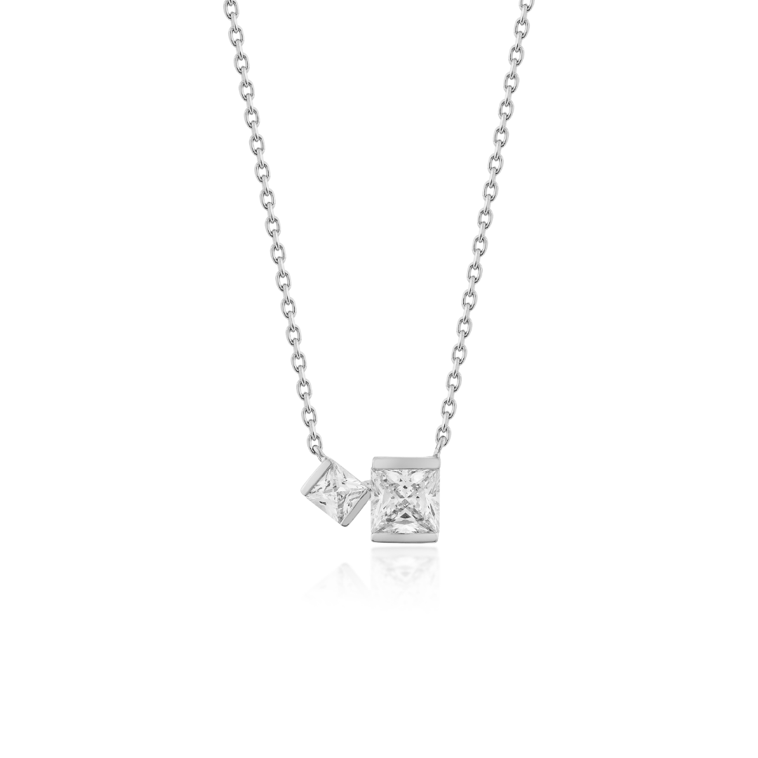 Glintz Eclat Necklace สร้อยคอเงินแท้ฝังด้วยเพชร cubic zirconia ทรงเหลี่ยม ราคา 2,800 บาท*ส่งฟรี