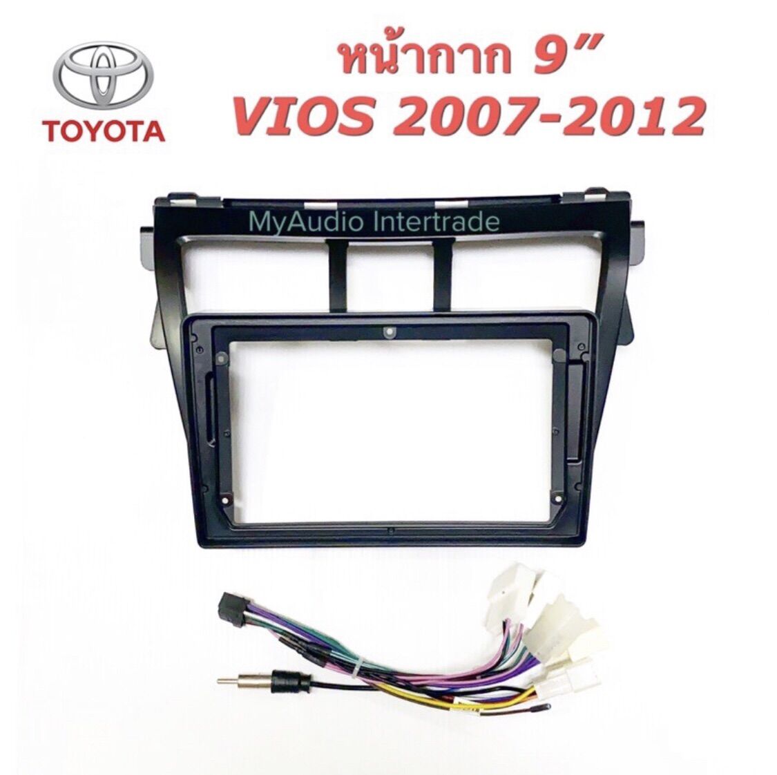 อุปกรณ์ประดับยนต์และชิ้นส่วนยานยนต์ RR หน้ากากวิทยุ TOYOTA VIOS 2007 -2012 สำหรับจอ 9 นิ้ว พร้อมปลั๊กตรงรุ่น