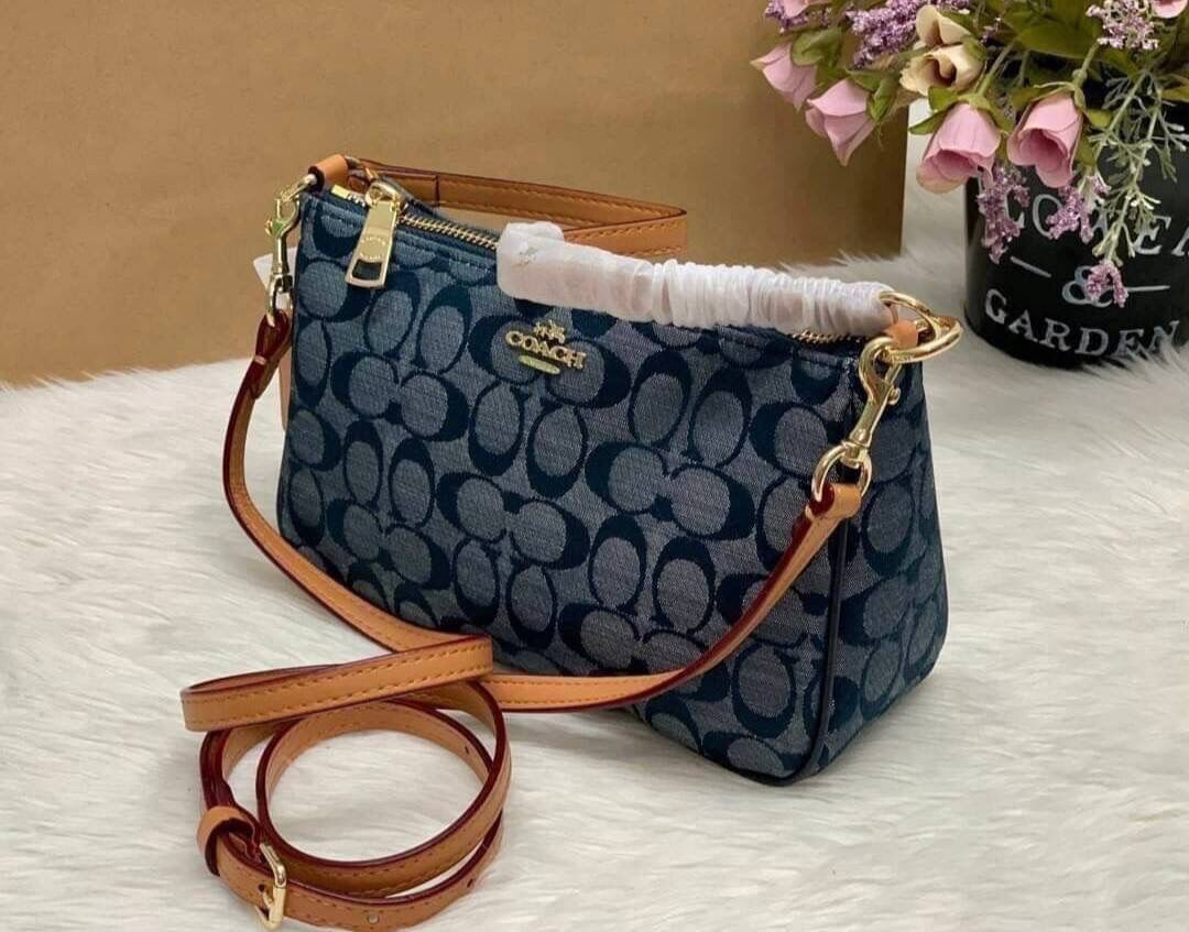 Coach Messicoo Top Handle Pouch In Signature Coated Canvas - Mini heart ...