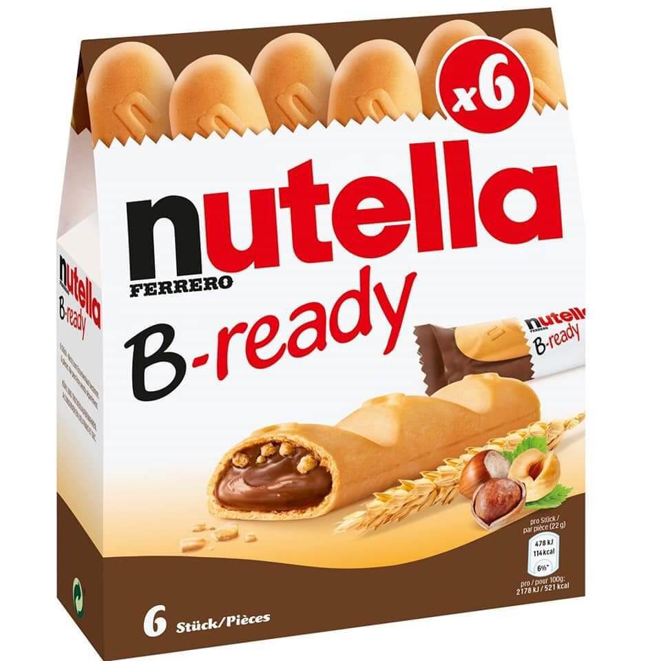 nutella B-ready เวเฟอร์กรอบสอดไส้ช็อคโกแลตนูเทลล่า (กล่องขนาด 6 ชิ้น)