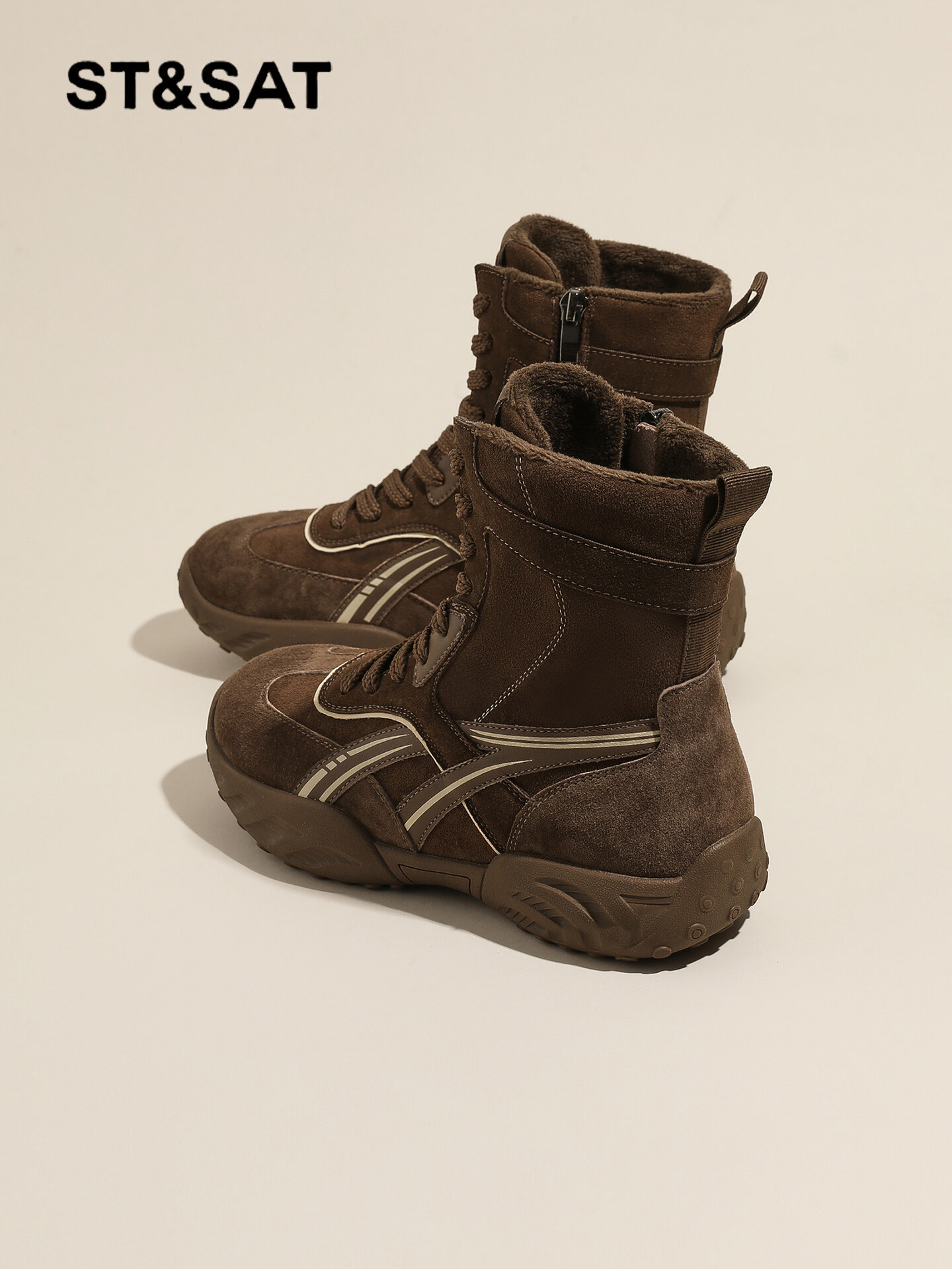 ST&SAT | Trendy Popular Brown Women's Martin Boots ราคา 3,088 บาท*ส่งฟรี